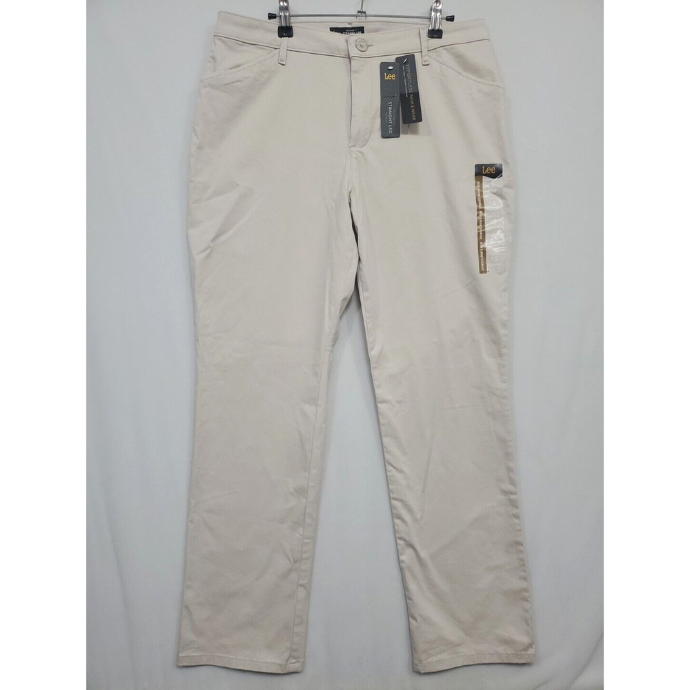 Lee Chino Pants Relax Fit Women 12 Straight Leg Mid Rise Workwear Beige Khaki